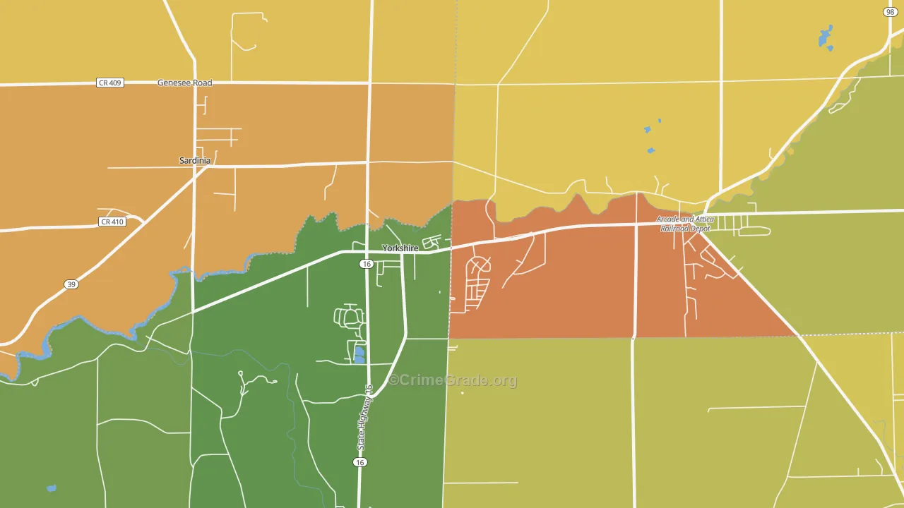 Yorkshire, NY Map of Burglary Rates