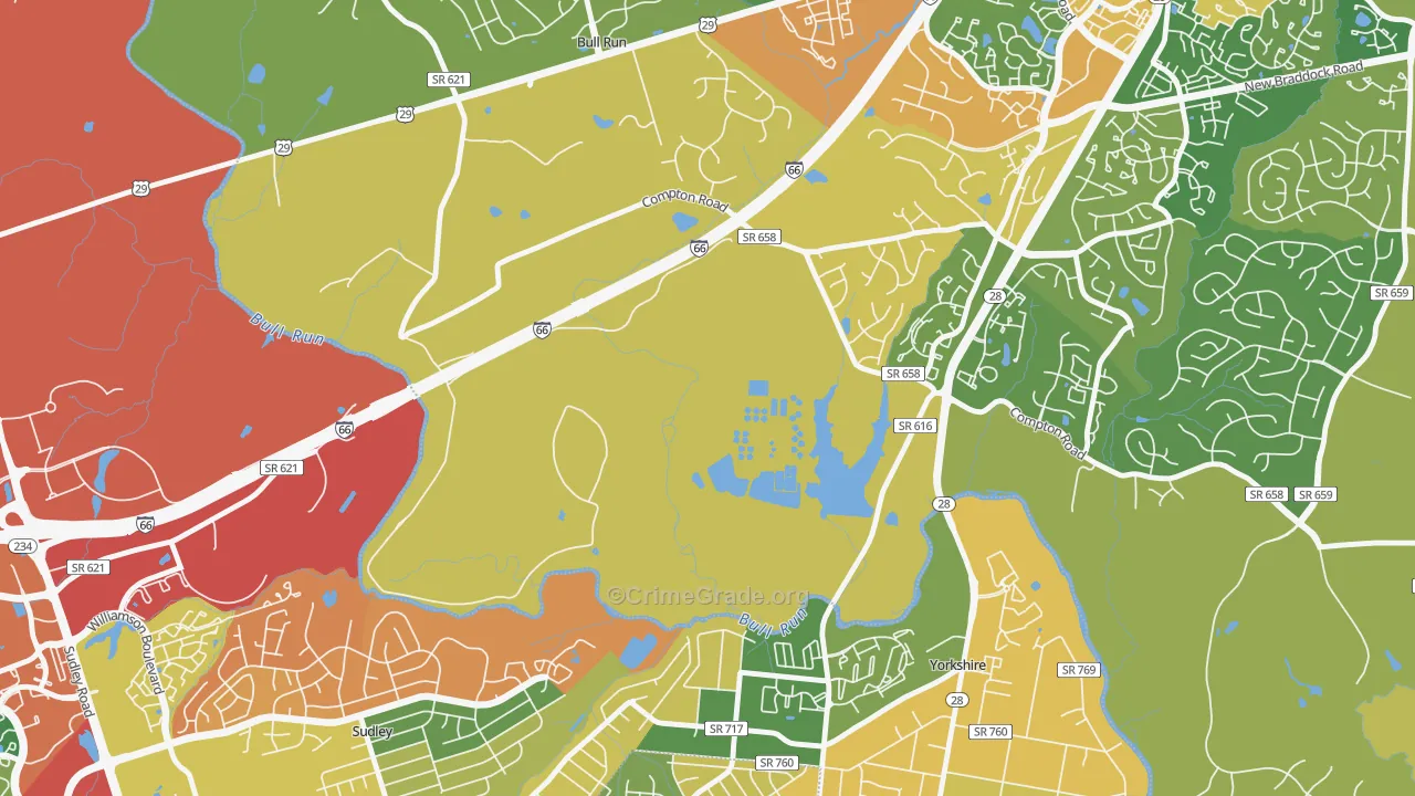 Yorkshire Park, VA Map of Burglary Rates