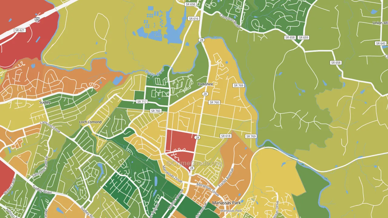 Yorkshire, VA Map of Burglary Rates