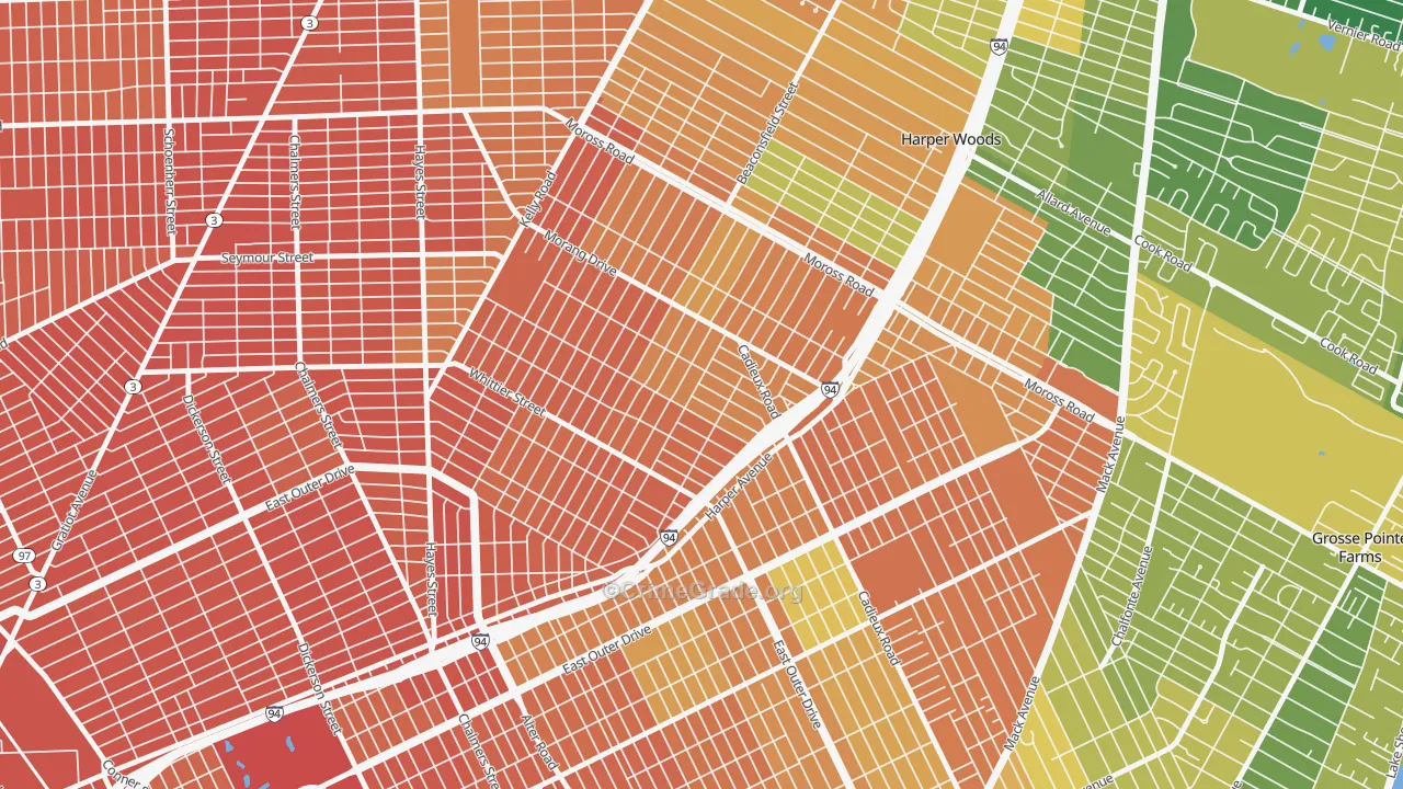 Yorkshire Woods, Detroit, MI Map of Burglary Rates