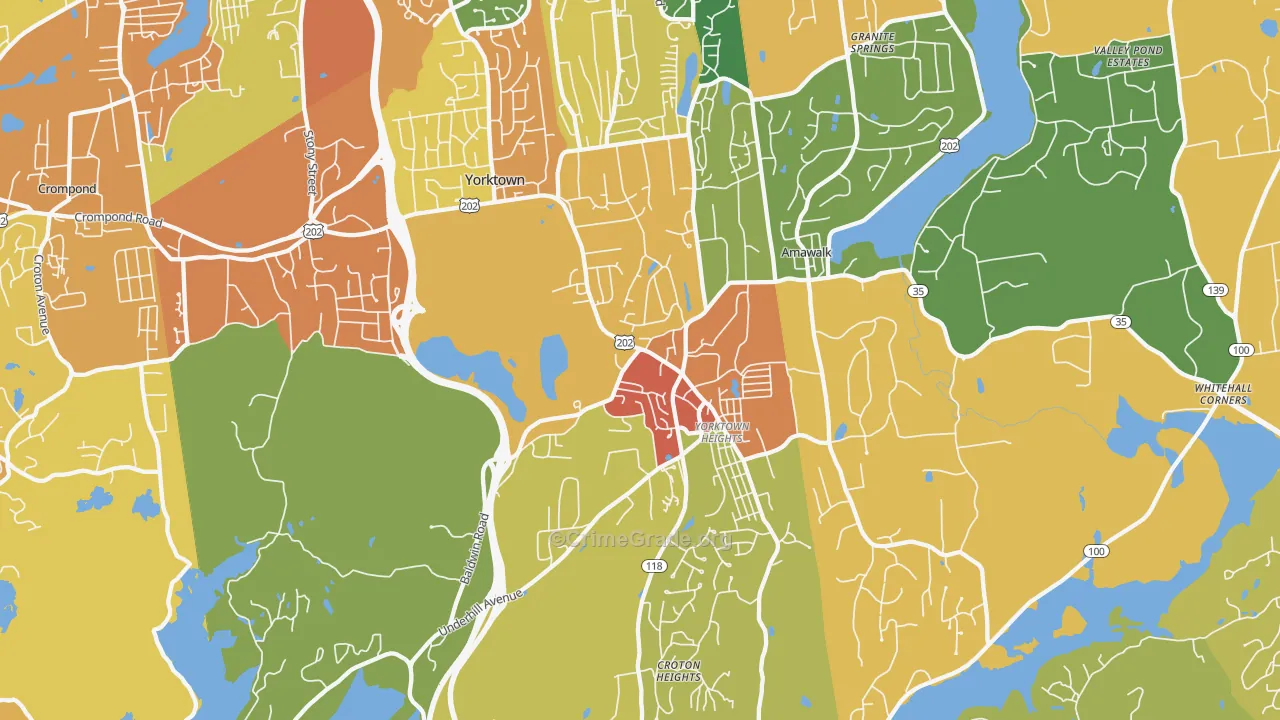 Yorktown Heights, NY Map of Burglary Rates