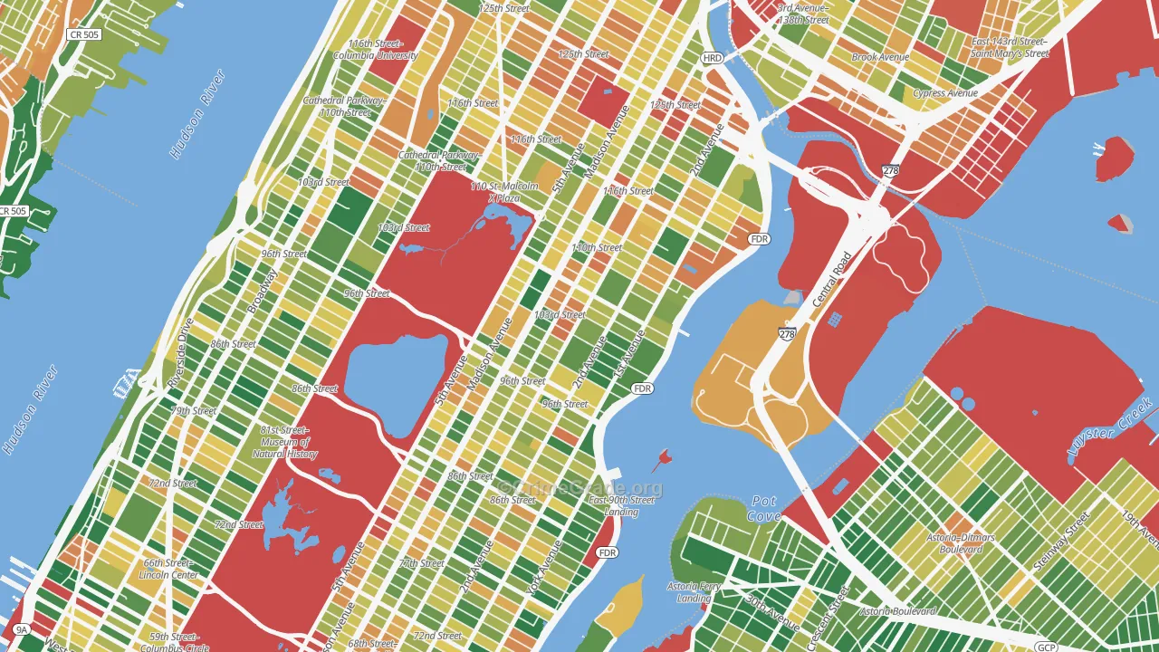 Yorkville, Manhattan, NY Map of Burglary Rates