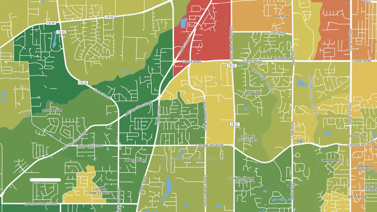 Yorkwood, Mobile, AL Map of Burglary Rates