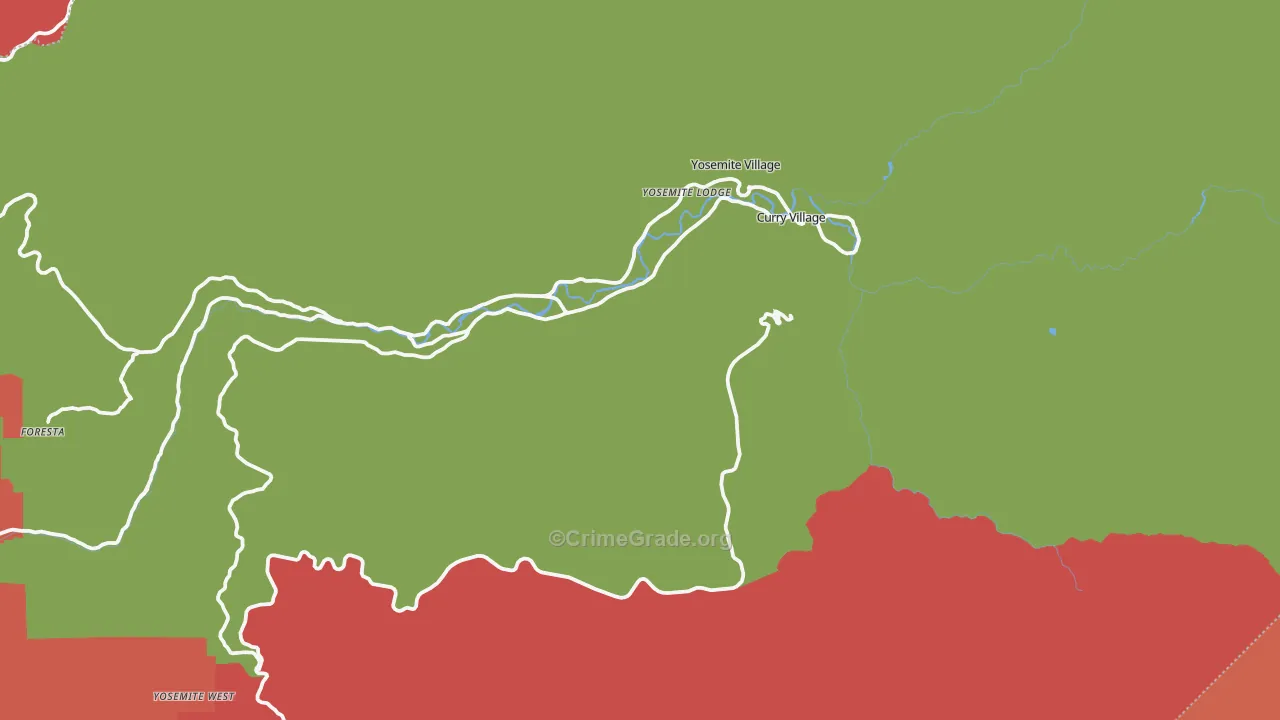 Yosemite National Park, CA Map of Burglary Rates