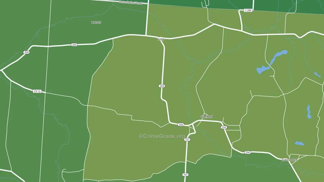 Yost, OH Map of Burglary Rates