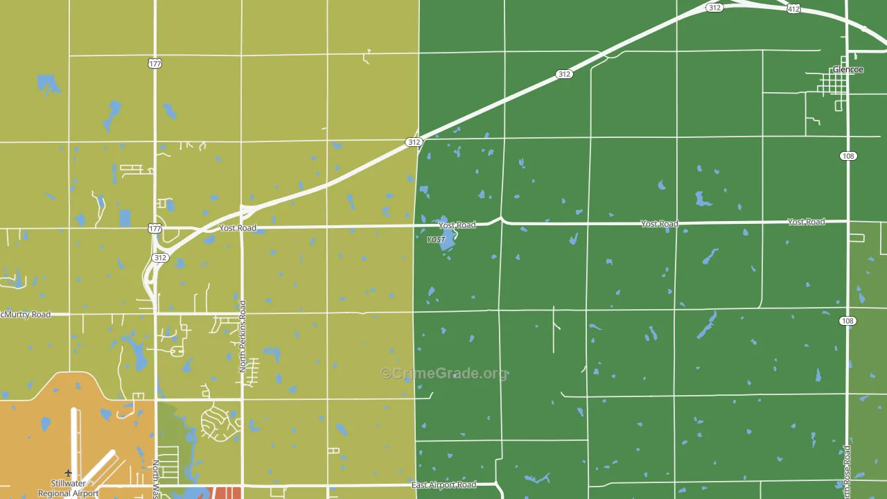 Yost, OK Map of Burglary Rates