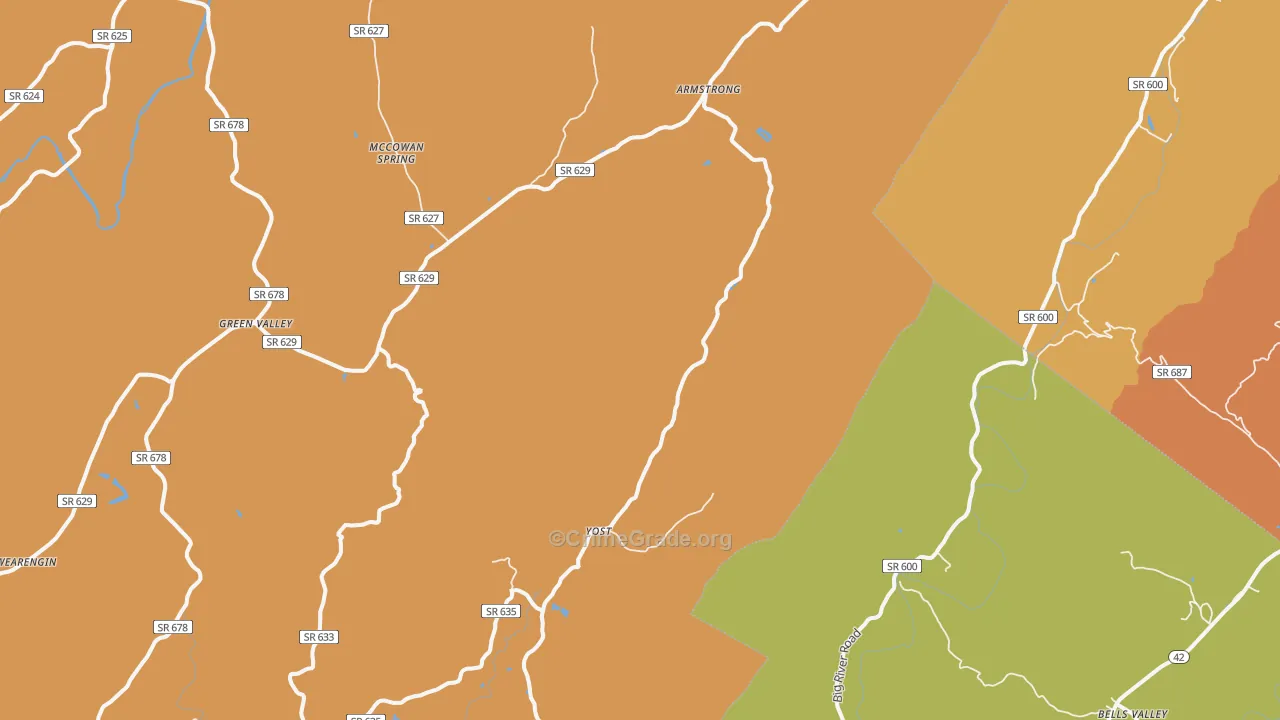 Yost, VA Map of Burglary Rates