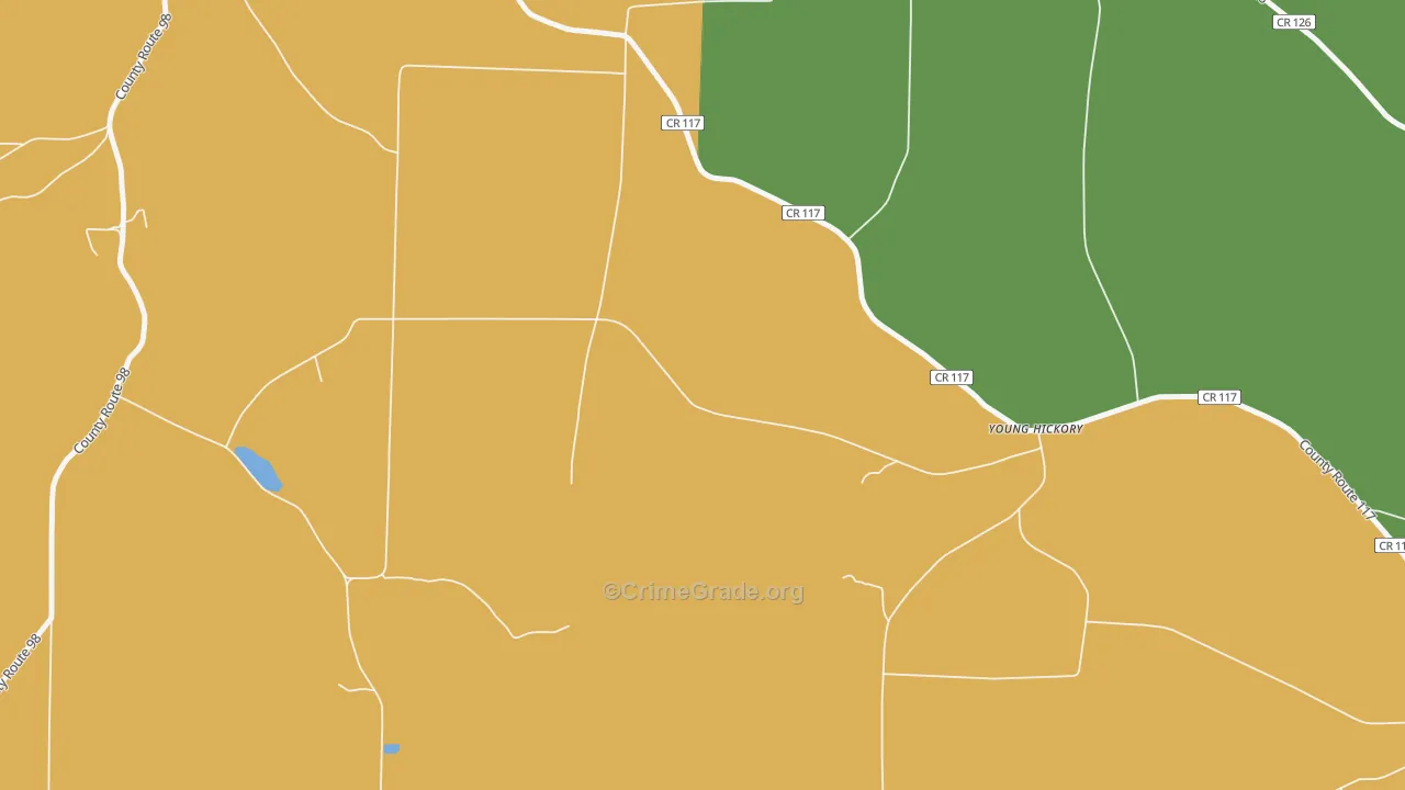 Young Hickory, NY Map of Burglary Rates