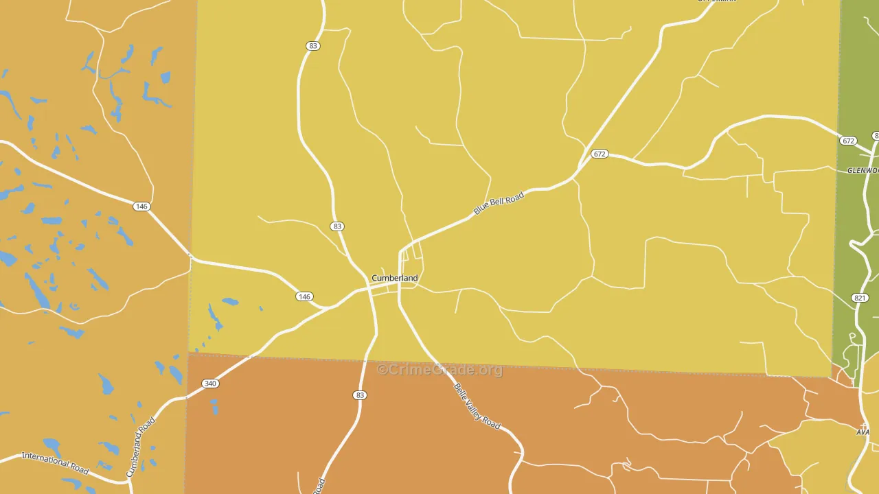 Young Hickory, OH Map of Burglary Rates