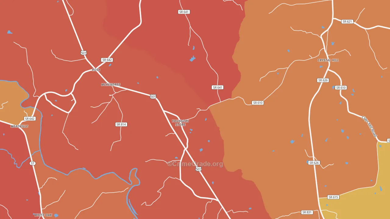 Youngers Store, VA Map of Burglary Rates
