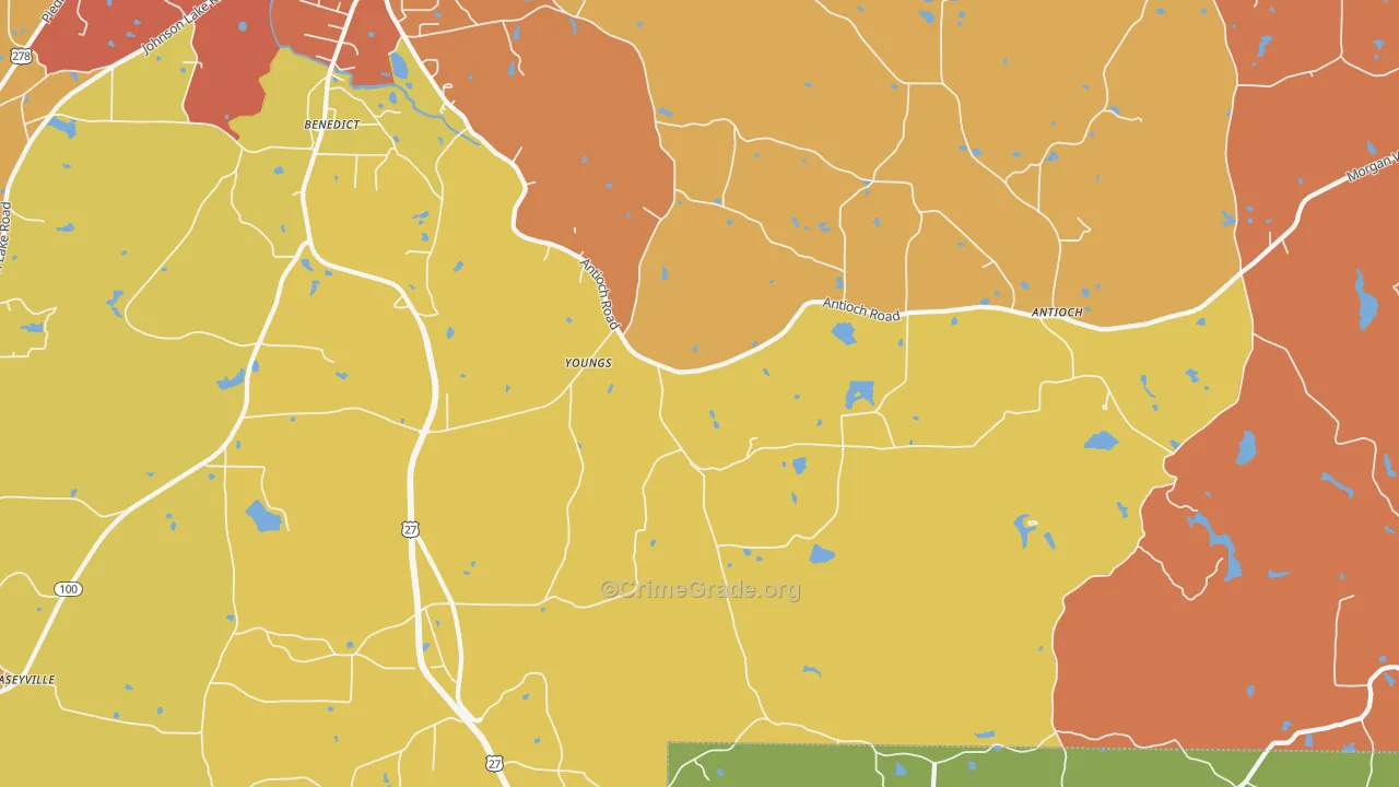 Youngs, GA Map of Burglary Rates