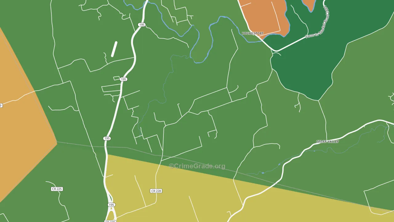 Youngsport, TX Map of Burglary Rates