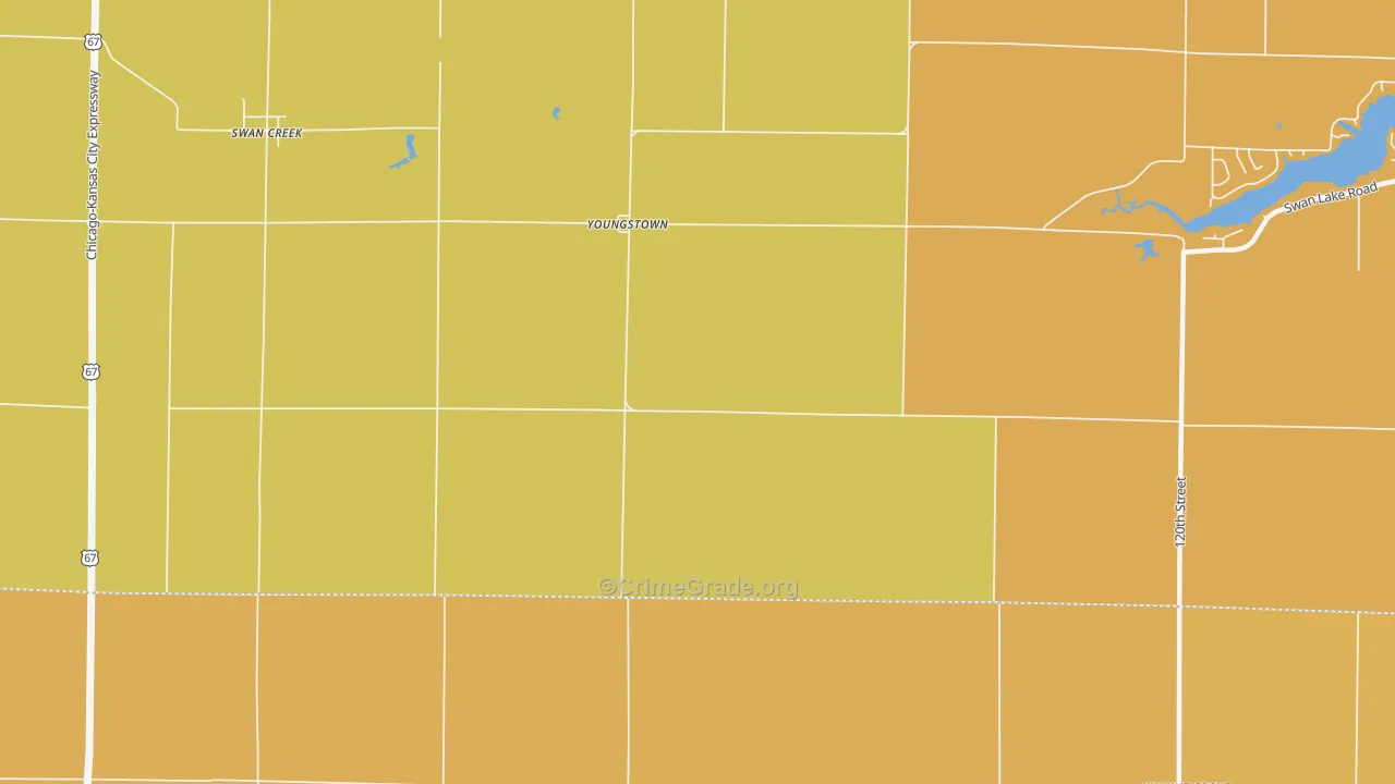 Youngstown, IL Map of Burglary Rates
