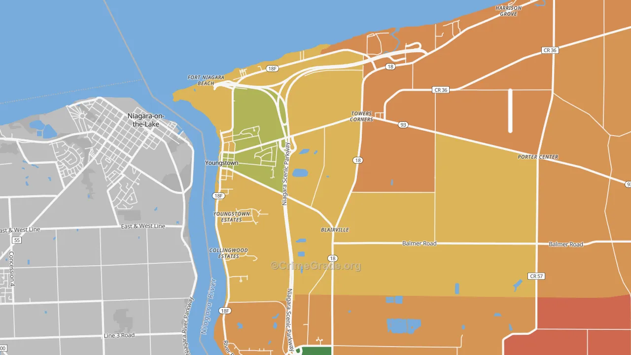Youngstown, NY Map of Burglary Rates