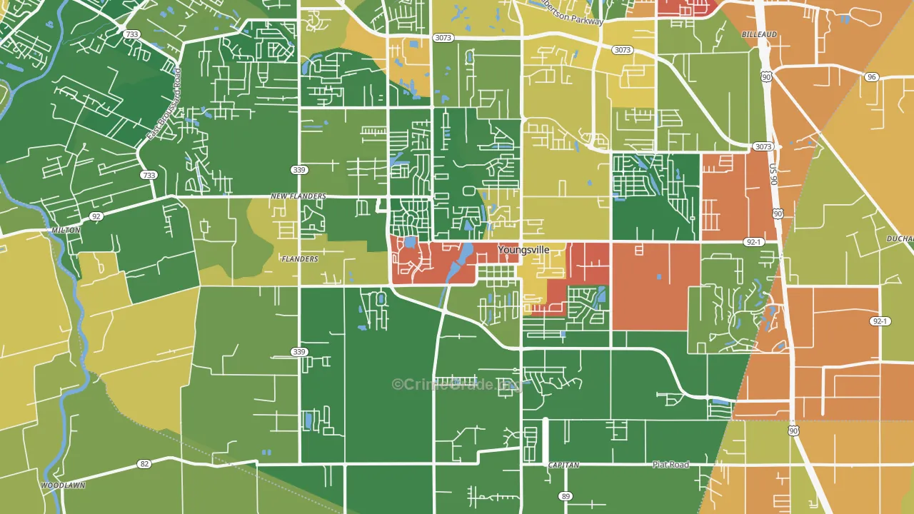 Youngsville, LA Map of Burglary Rates