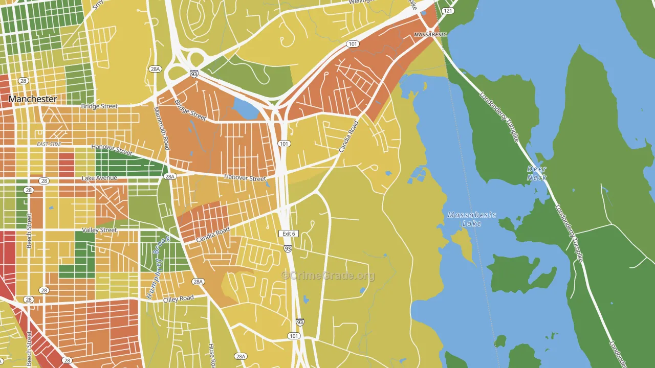 Youngsville, Manchester, NH Map of Burglary Rates
