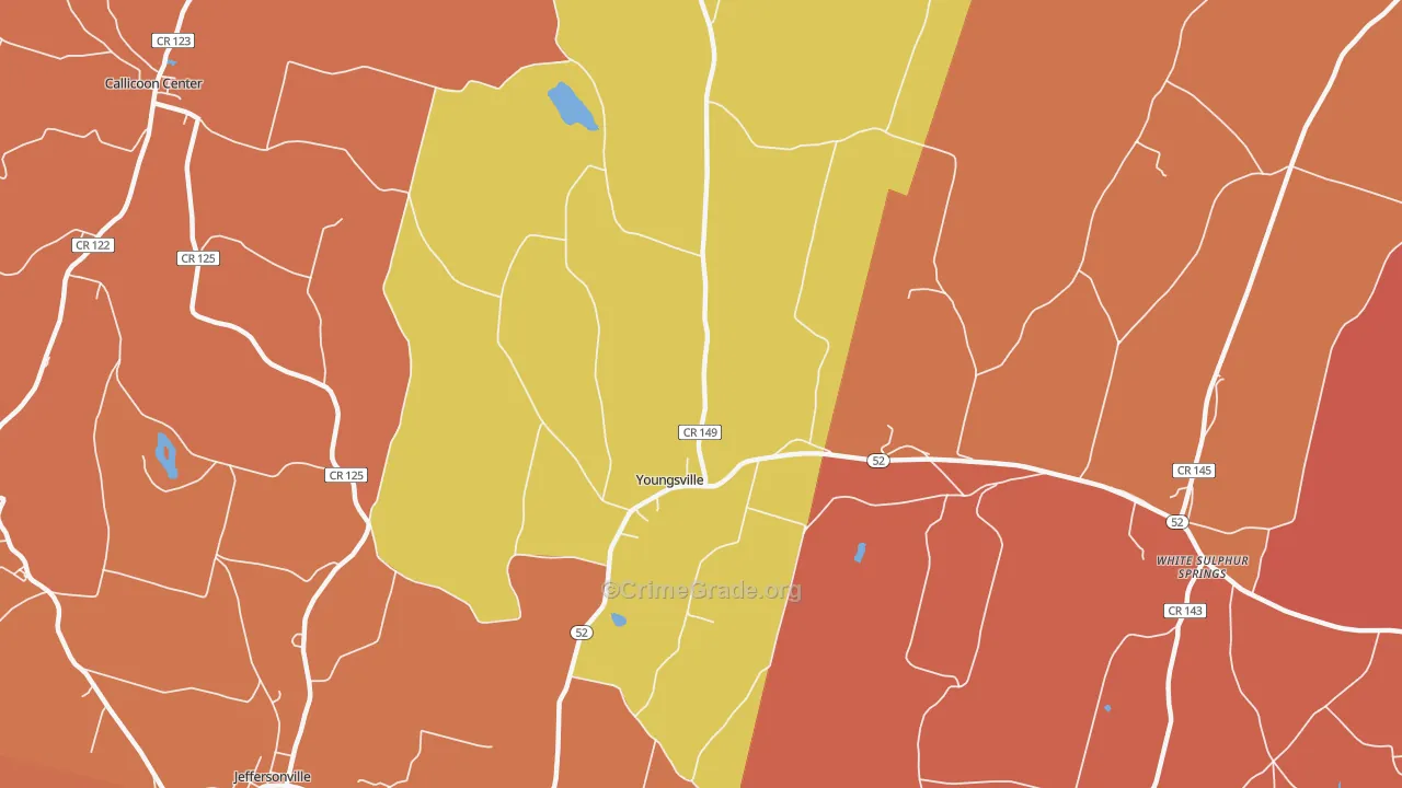 Youngsville, NY Map of Burglary Rates