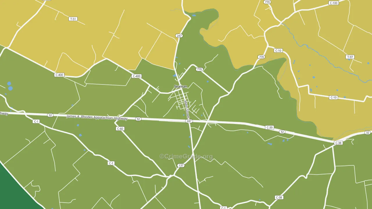 Youngsville, OH Map of Burglary Rates