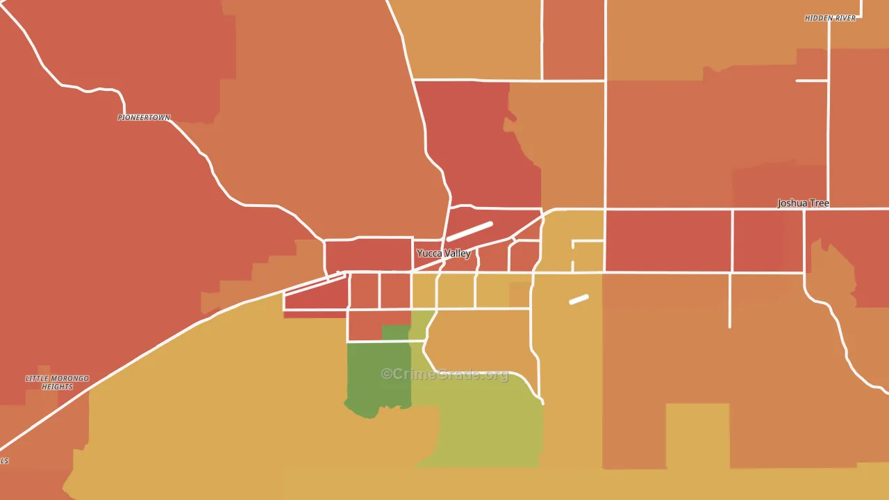 Yucca Valley, CA Map of Burglary Rates