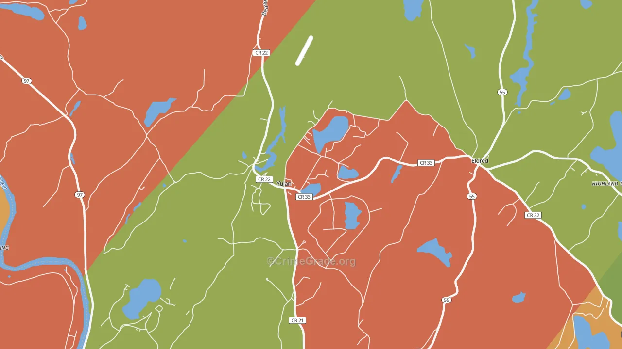 Yulan, NY Map of Burglary Rates