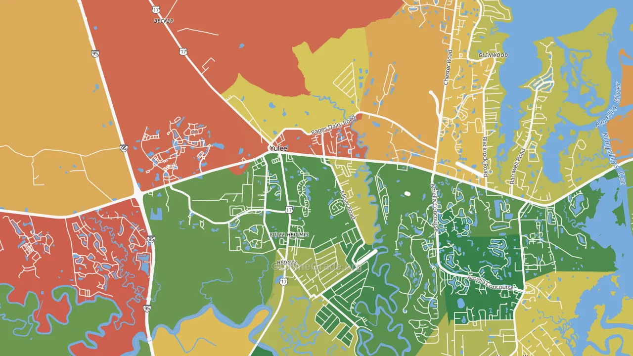 Yulee, FL Map of Burglary Rates