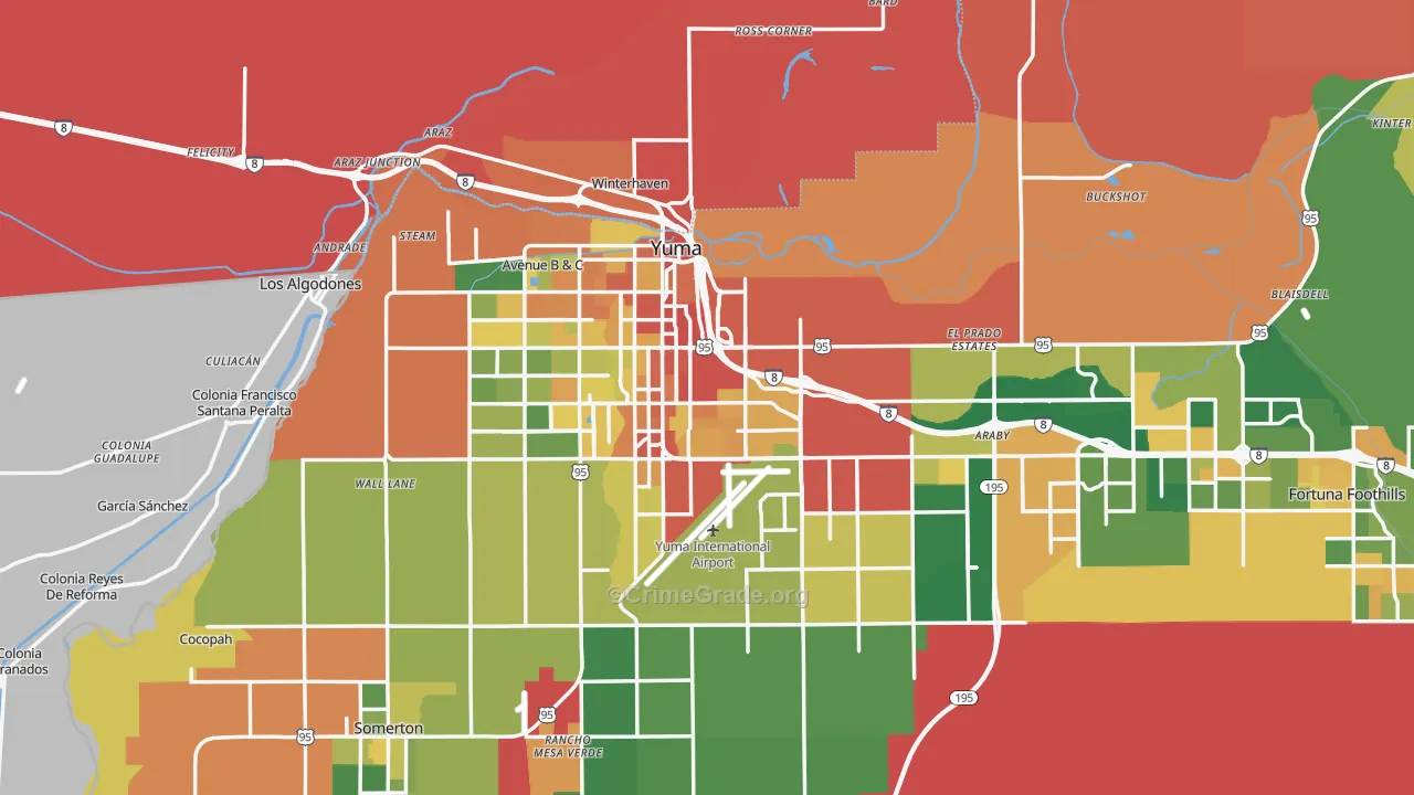 Yuma, AZ Map of Burglary Rates