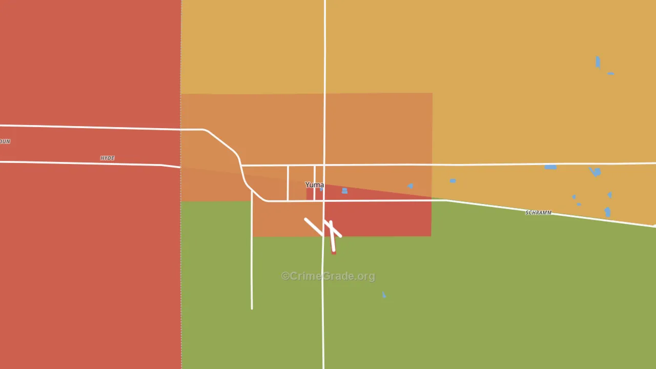 Yuma, CO Map of Burglary Rates