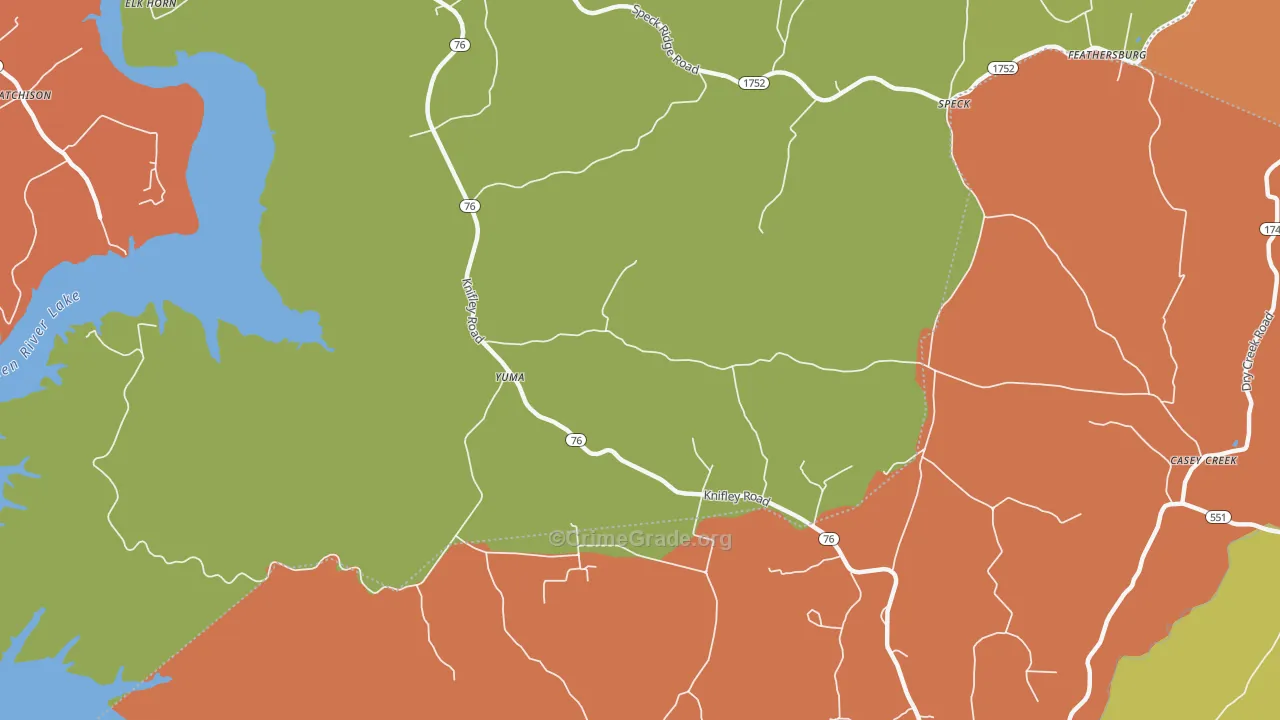 Yuma, KY Map of Burglary Rates