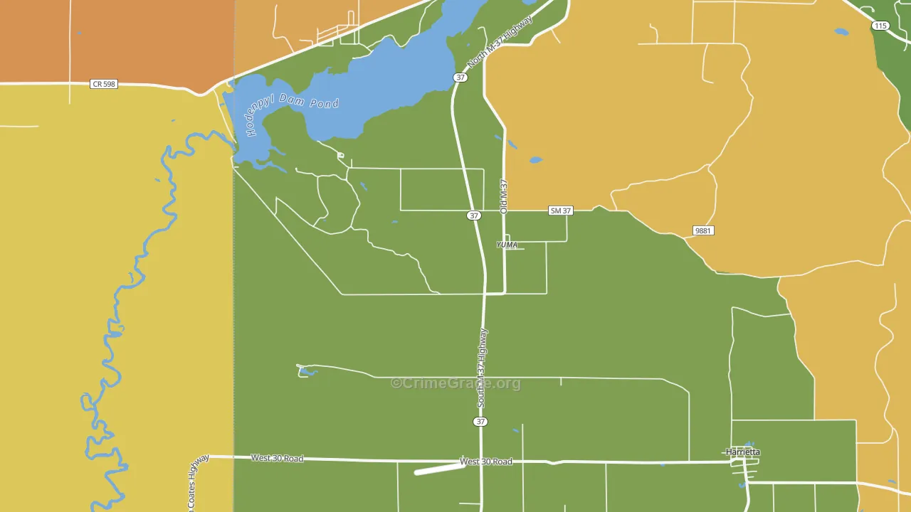 Yuma, MI Map of Burglary Rates
