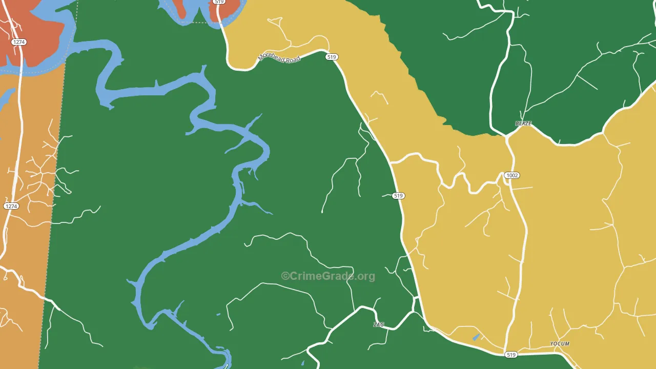 Zag, KY Map of Burglary Rates