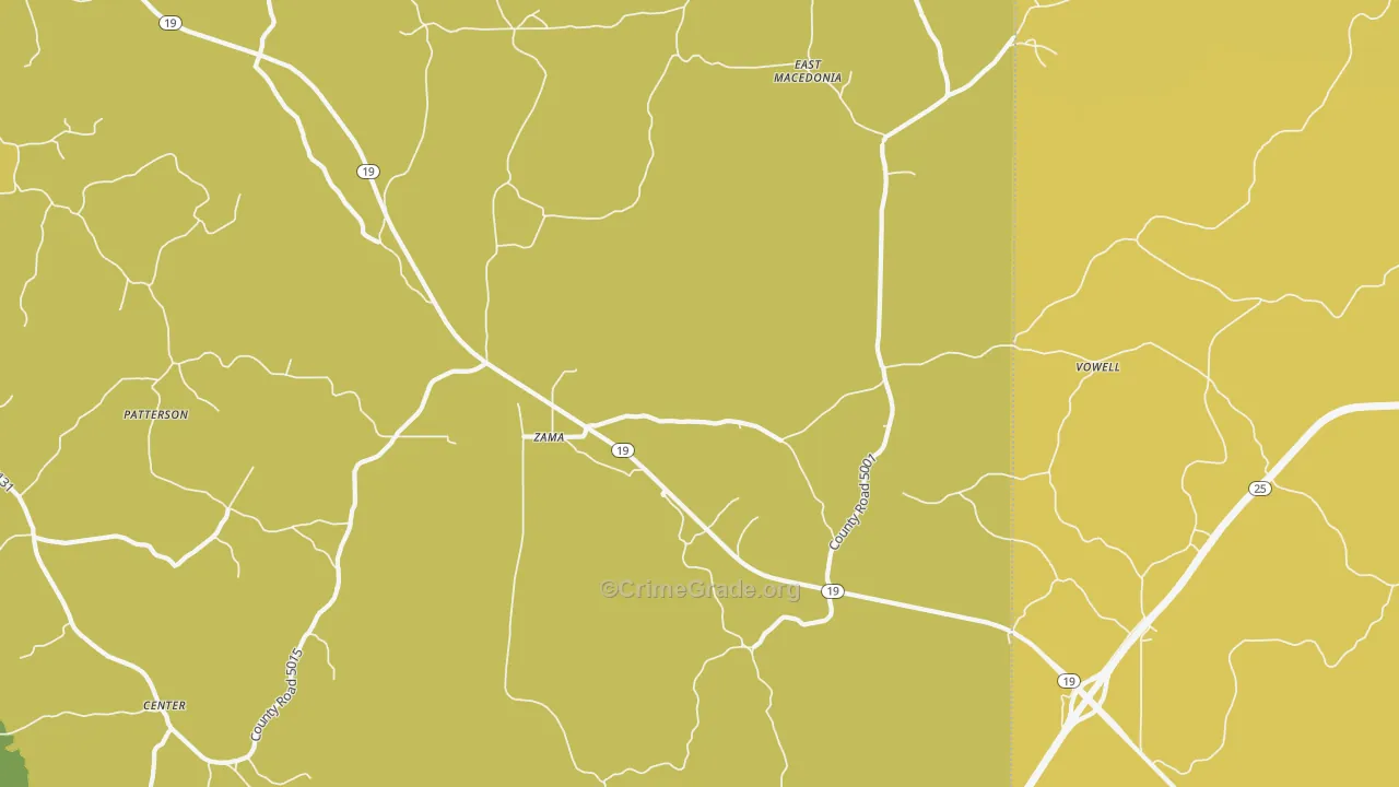 Zama, MS Map of Burglary Rates