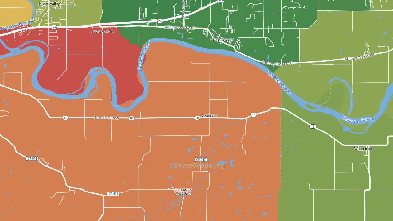 Zeandale, KS Map of Burglary Rates
