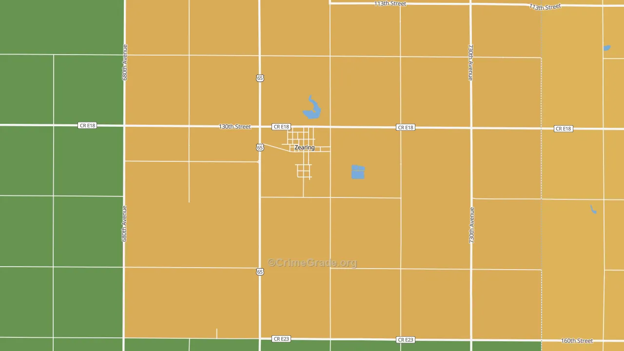 Zearing, IA Map of Burglary Rates