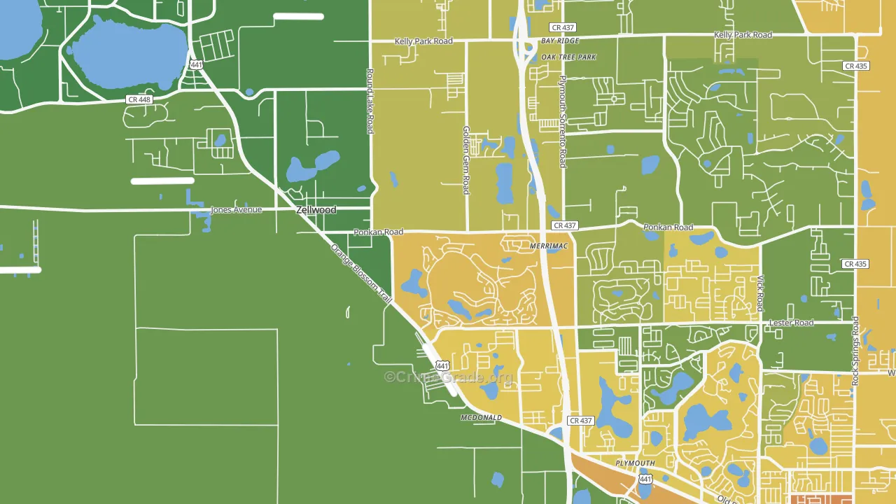 Zellwood, FL Map of Burglary Rates