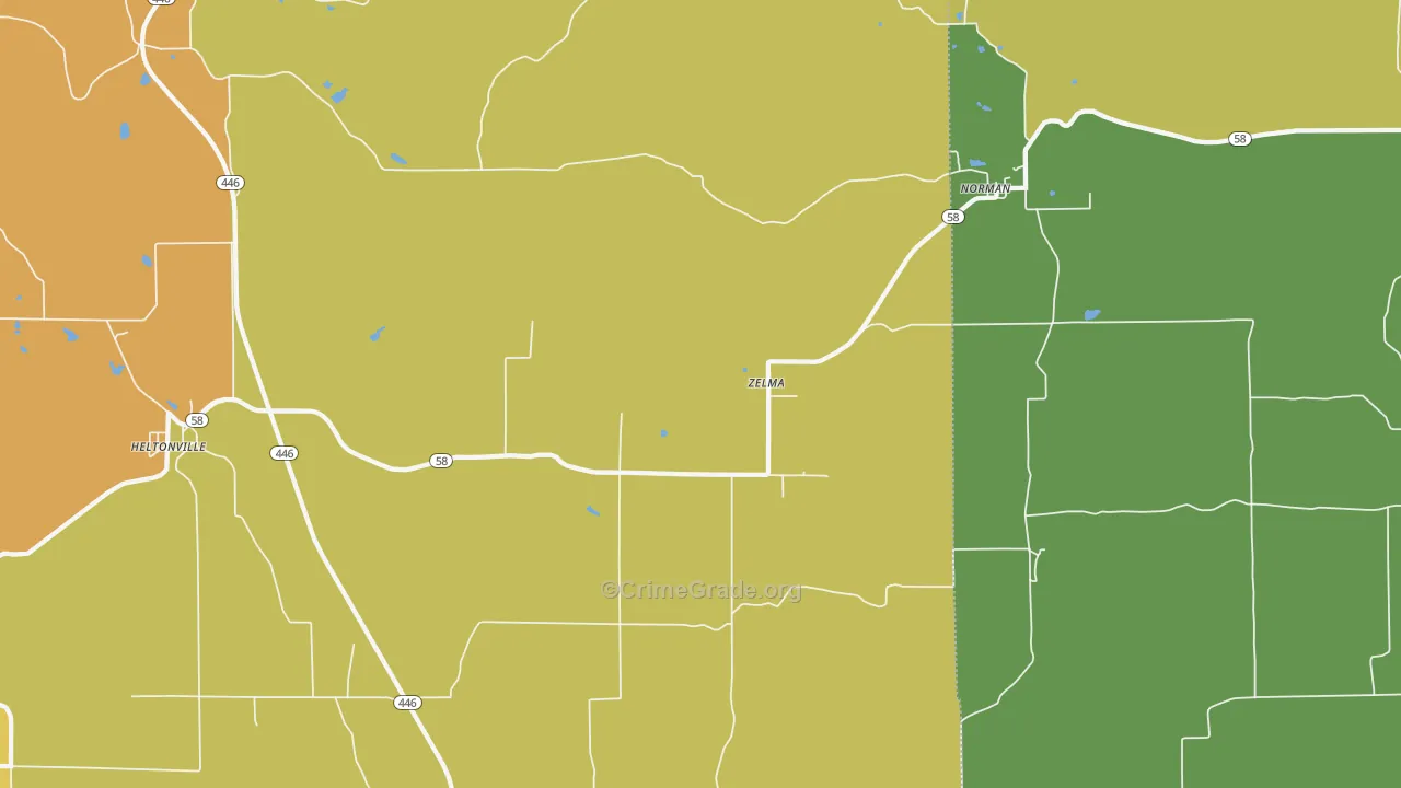 Zelma, IN Map of Burglary Rates