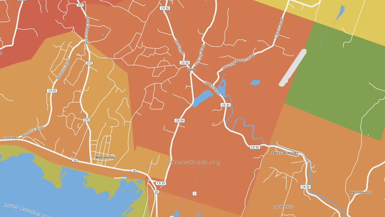 Zena, NY Map of Burglary Rates