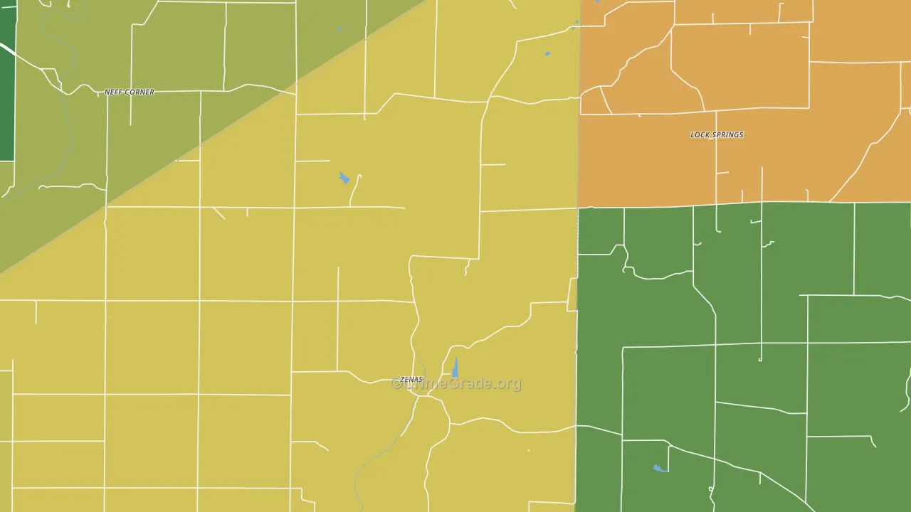 Zenas, IN Map of Burglary Rates