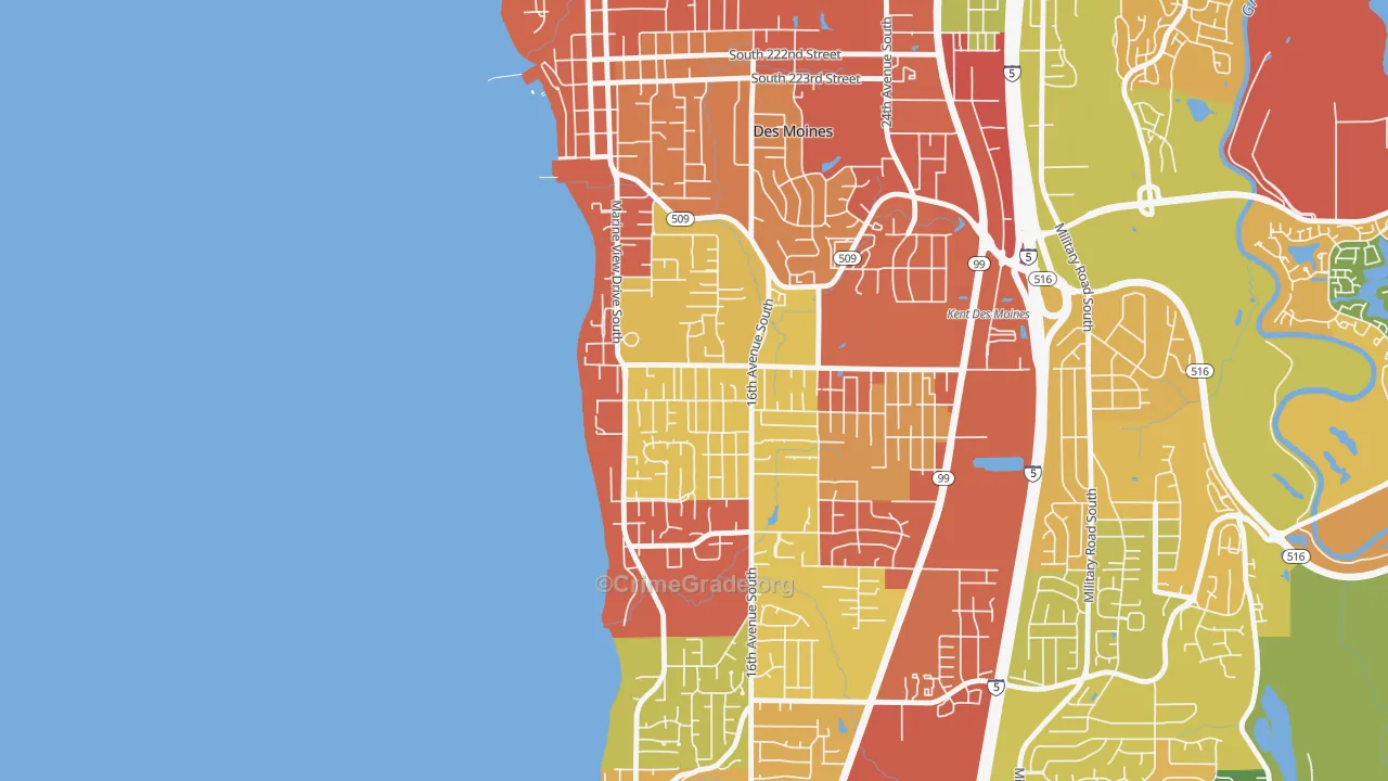 Zenith, Des Moines, WA Map of Burglary Rates