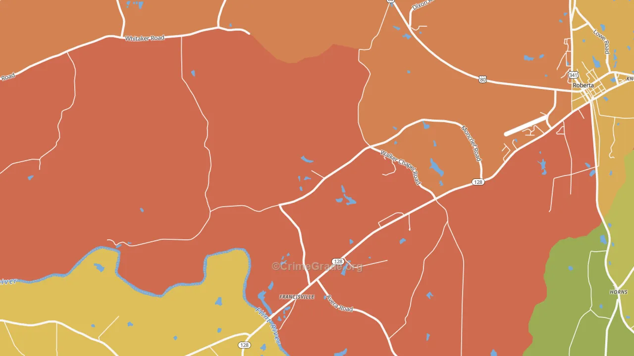Zenith, GA Map of Burglary Rates
