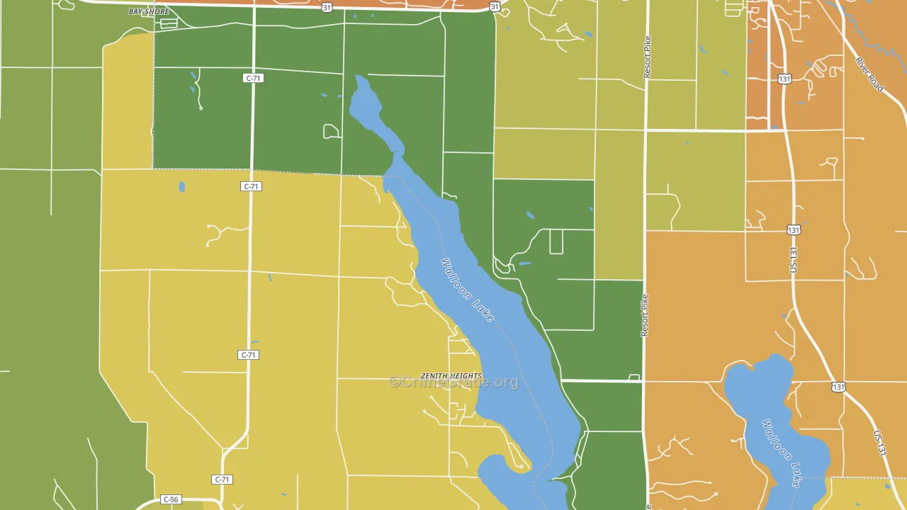 Zenith Heights, MI Map of Burglary Rates