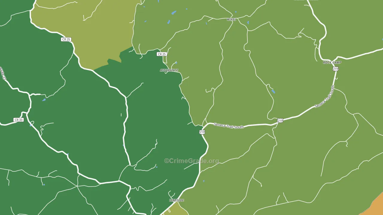 Zenith, WV Map of Burglary Rates