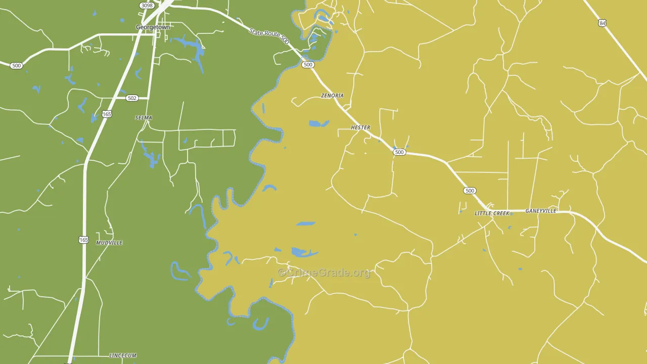 Zenoria, LA Map of Burglary Rates