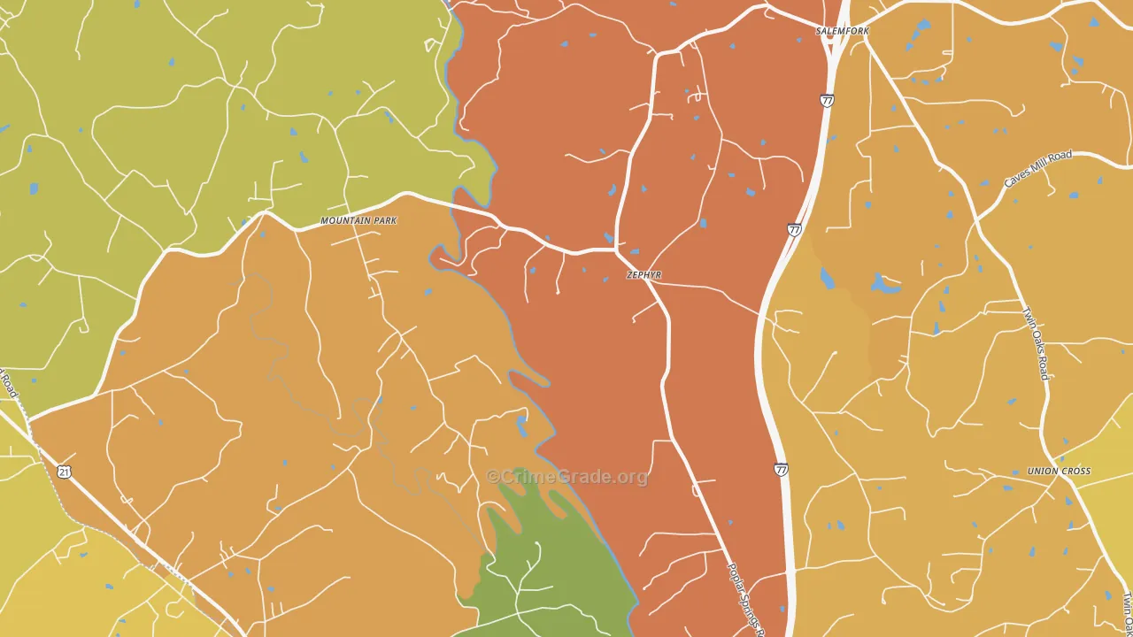 Zephyr, NC Map of Burglary Rates
