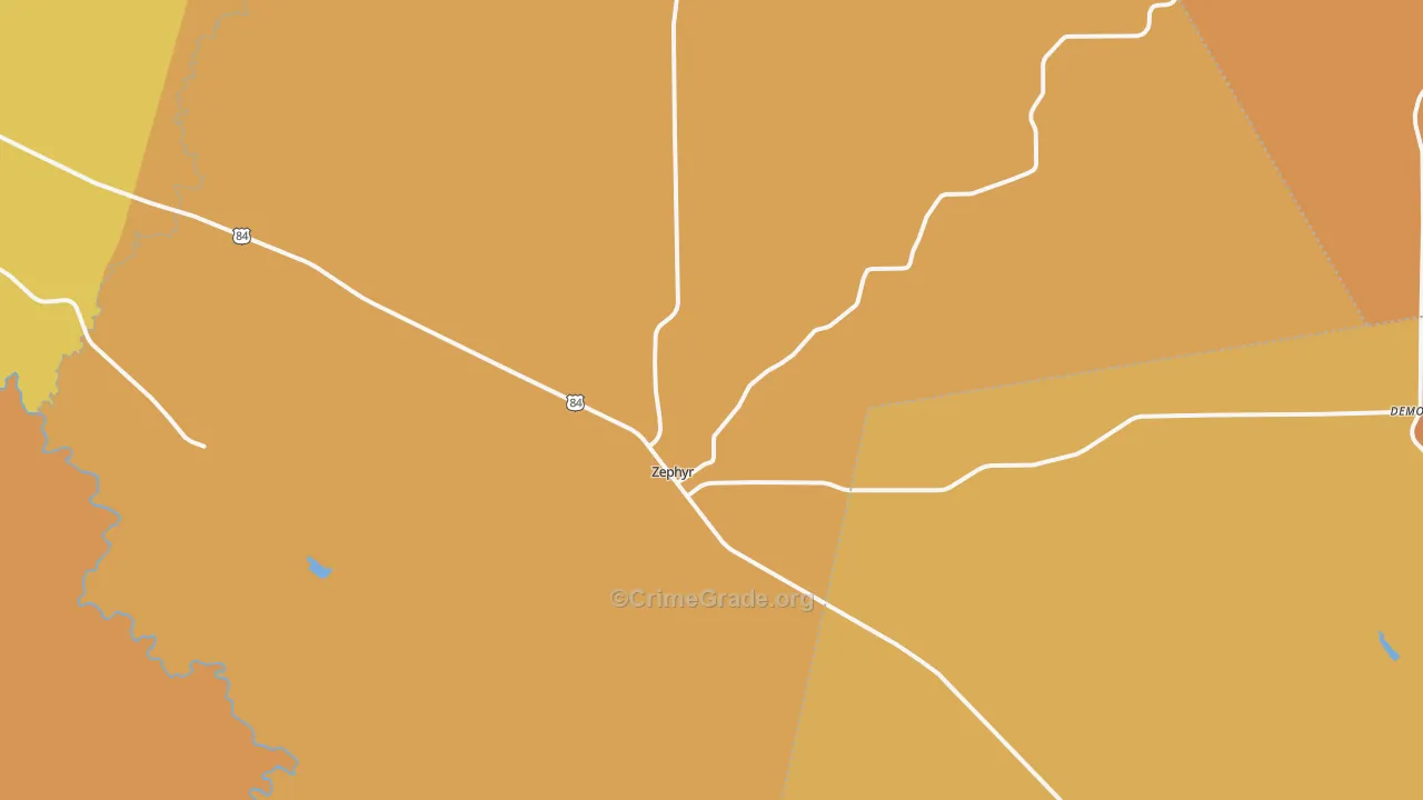 Zephyr, TX Map of Burglary Rates