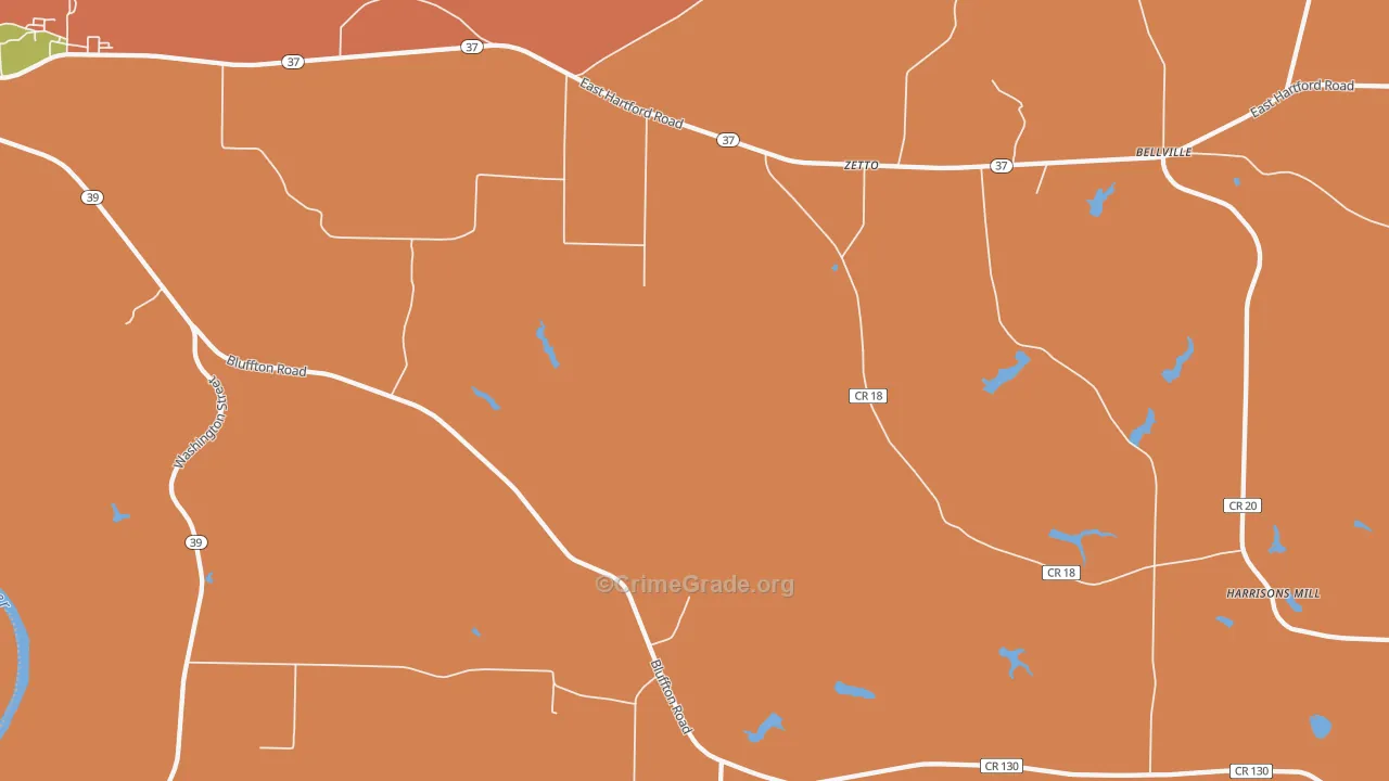 Zetto, GA Map of Burglary Rates