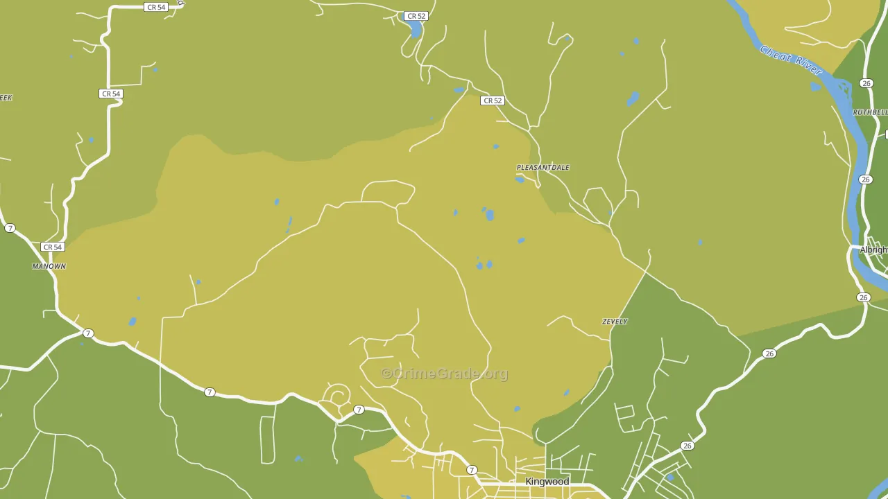 Zevely, WV Map of Burglary Rates