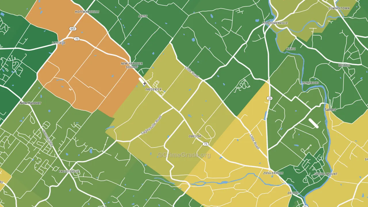 Zieglerville, PA Map of Burglary Rates