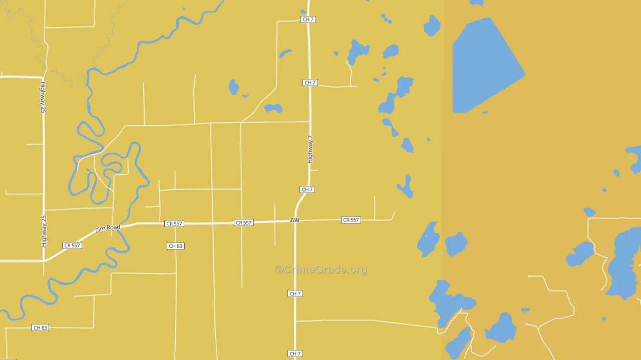 Zim, MN Map of Burglary Rates