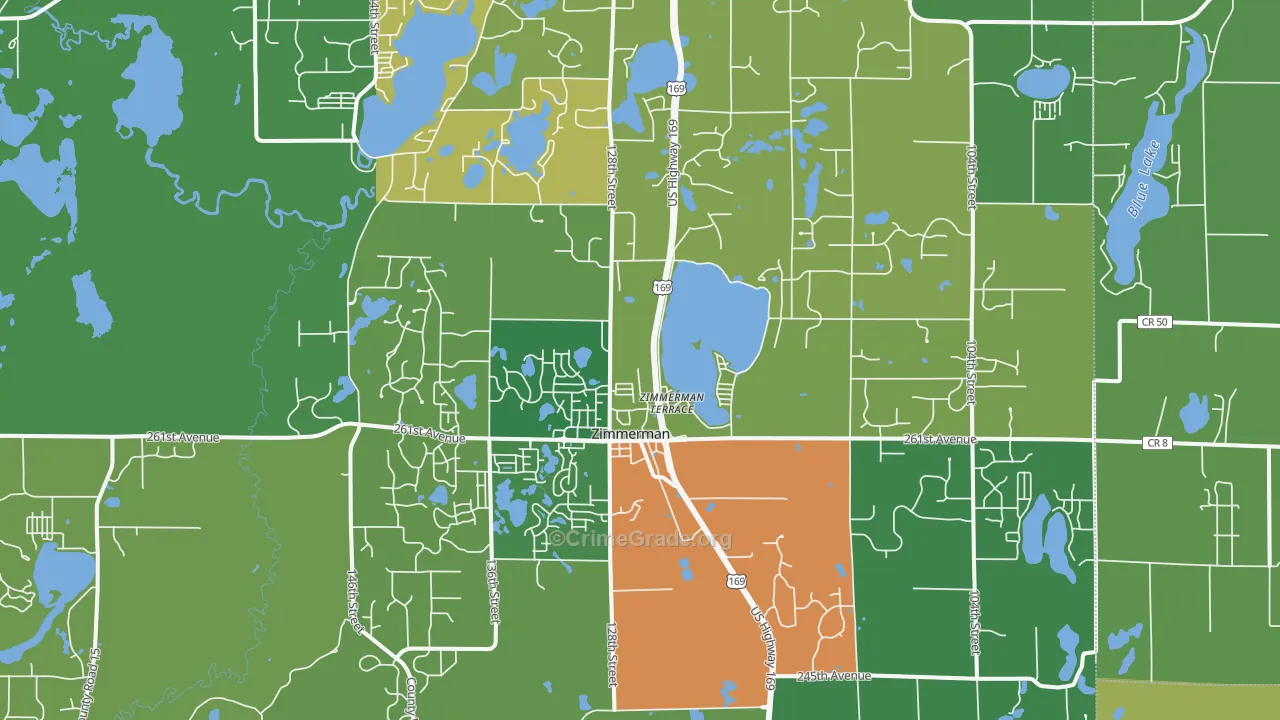 Zimmerman, MN Map of Burglary Rates