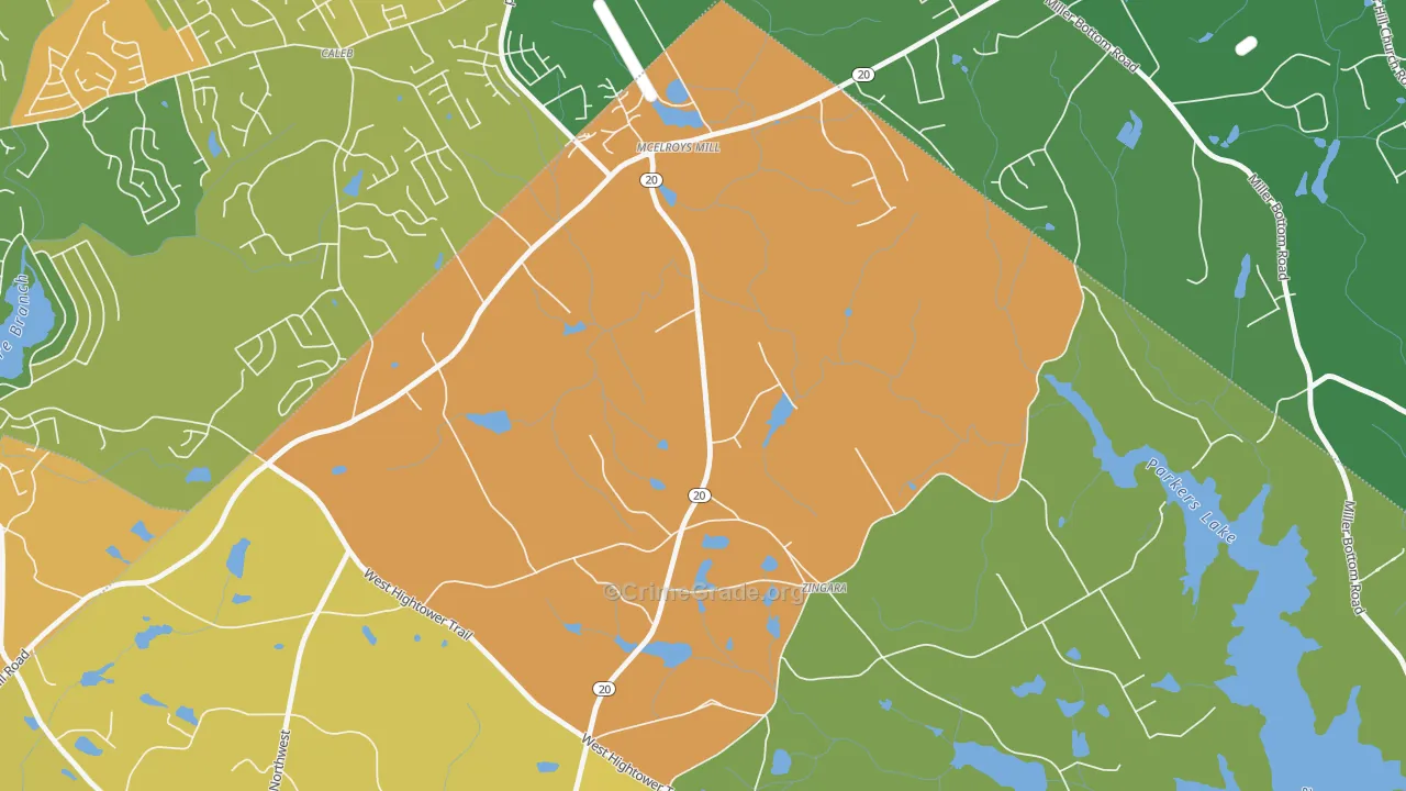 Zingara, GA Map of Burglary Rates